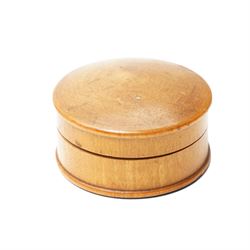 19th century pantochronometer, with central compass under domed glazed cover, within a turned lidded sycamore case, with patent pantochronometer label beneath