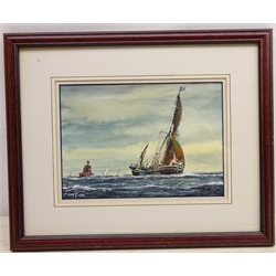  'Sailing Barge Repertor', watercolour signed by Jack Rigg (British 1927-) 15cm x 21cm  