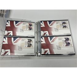 Stamps relating to the 2012 London Olympic and Paralympic Games, including first day covers, various Queen Elizabeth II mint commemoratives face value of usable postage approximately 170 GBP etc, housed in folders