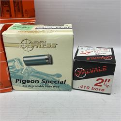 SHOTGUN CERTIFICATE REQUIRED - AMMUNITION - one-hundred and seventy-six 12-bore shotgun cartridges, boxed and in a leather cartridge belt with pouch; together with ninety-five .410 cartridges (seventy-nine 65mm and sixteen 50mm) in boxes