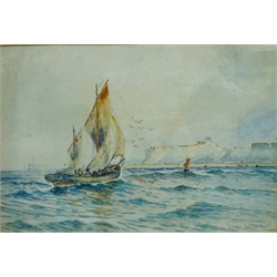  Fishing boats off Scarborough, watercolour signed and dated 1920 by Austin Smith 24cm x 35.5cm  