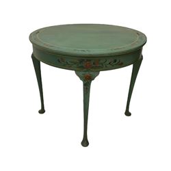 Painted demi-lune side table, fold over top