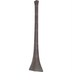Polynesian war club, of dense hardwood, the tapering diamond shaped head carved with panels of geometric bands, L78cm