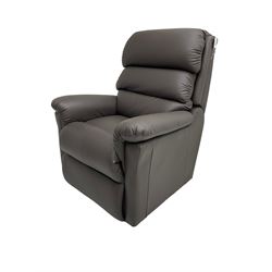 La-Z-boy - electric reclining armchair, upholstered in brown faux leather
