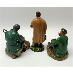 Three Royal Doulton figures, comprising The Master HN2325, The Wayfarer HN2362, and The Shepherd HN1975.