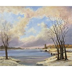 Nina Pickup (British 1947-): Frozen Lake, oil on canvas signed 50cm x 60cm