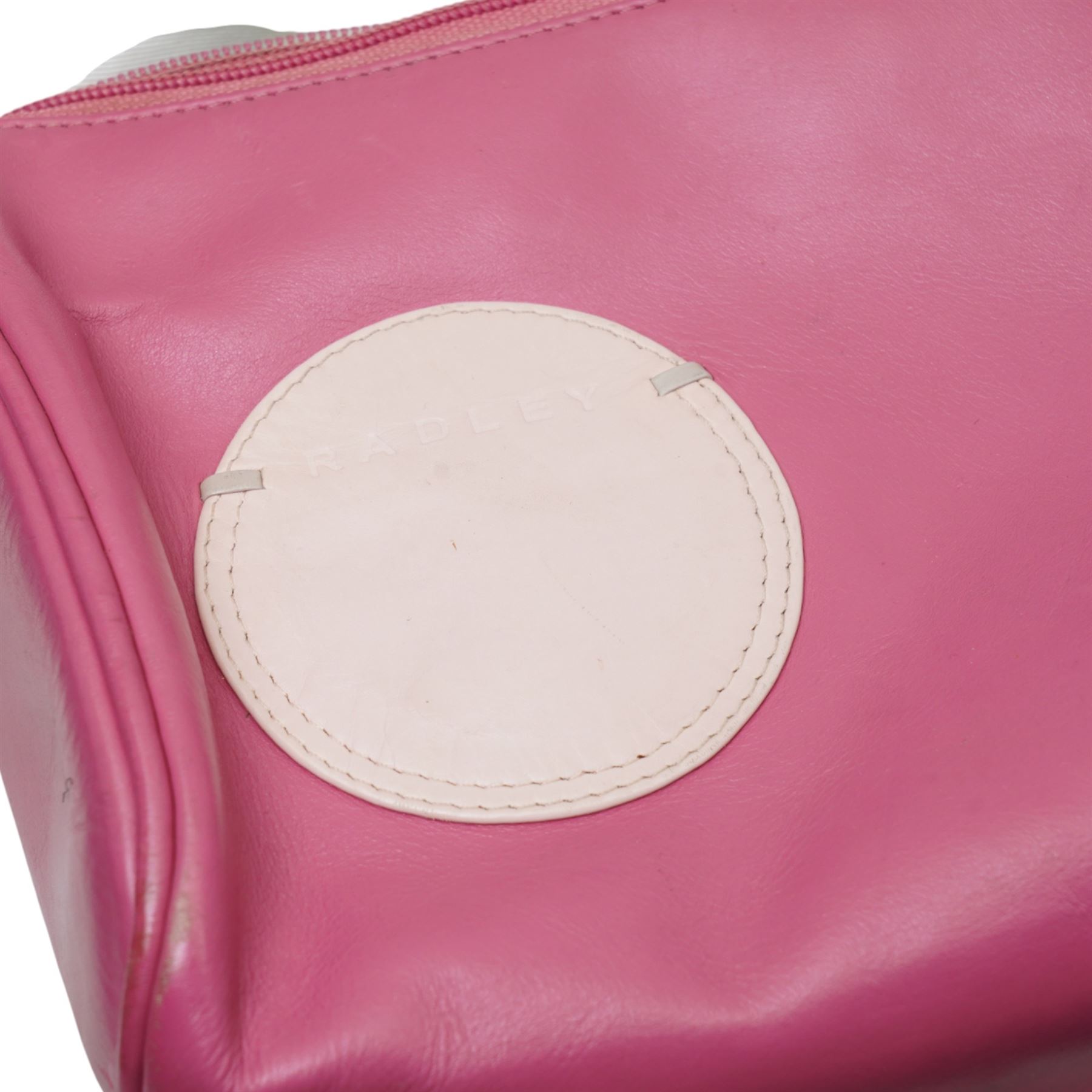 Collection of Radley pink and purple leather and fabric handbags and purses, most with original dust bags