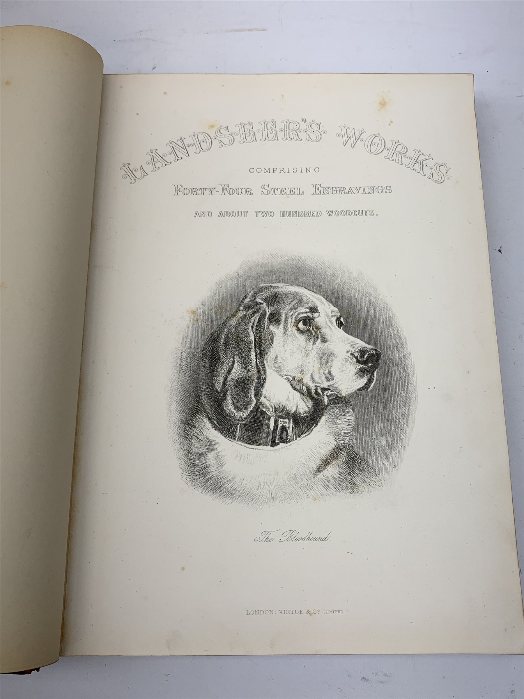Landseer's Works, Vol I, comprising Forty-Four Steel Engravings and about Two Hundred Woodcuts, London: Virtue & Co Limited, leather and tool bound. 