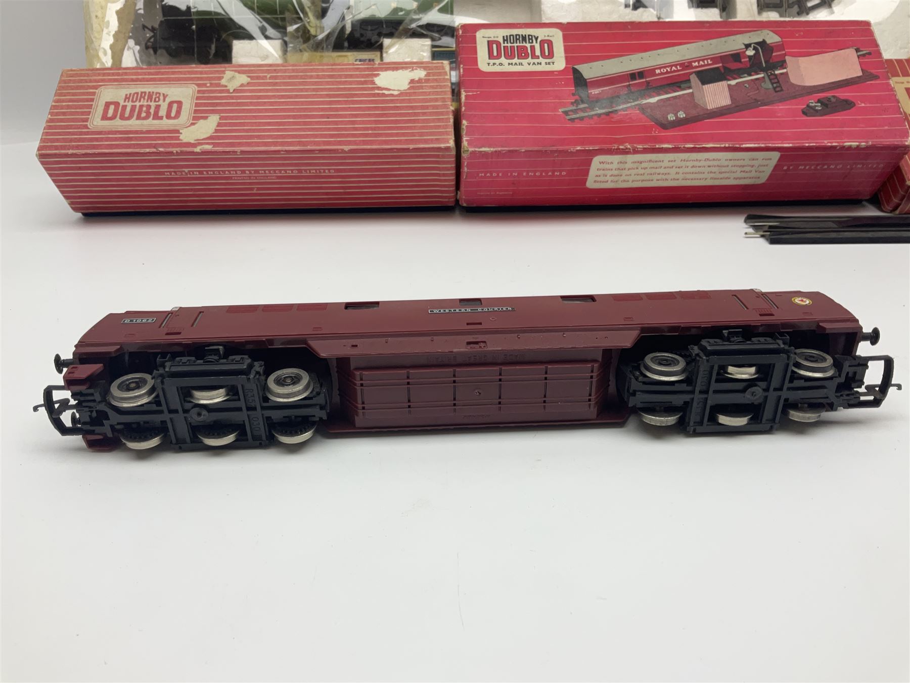 Hornby '00' gauge - LNER Heavy Goods Electric train Set with Class B12 4-6-0 locomotive No.8509, tender, seven wagons and accessories; boxed; Class 52 'Western' Diesel Hydraulic C-C locomotive 'Western Courier' No.D1062; Class 3F 'Jinty' 0-6-0 tank locomotive No.47606; and six goods wagons; two power controllers and oddments of track; all unboxed; together with Hornby Dublo TPO Mail Van Set with separate Line Side Apparatus and Junction Signals; all boxed
