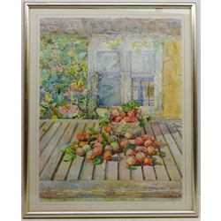  'Profusion of Prunes', watercolour signed and dated 1987 by Sue Kavanagh (Britsh 20th/21st Century) titled verso 74cm x 58cm  