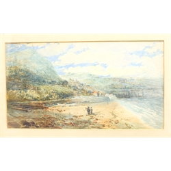 David Biglands (Northern British late 20th century): Sandsend, watercolour and gouache signed twice, together with a further watercolour and oil of Sandsend, both unsigned, max 31cm x 39cm (3)
