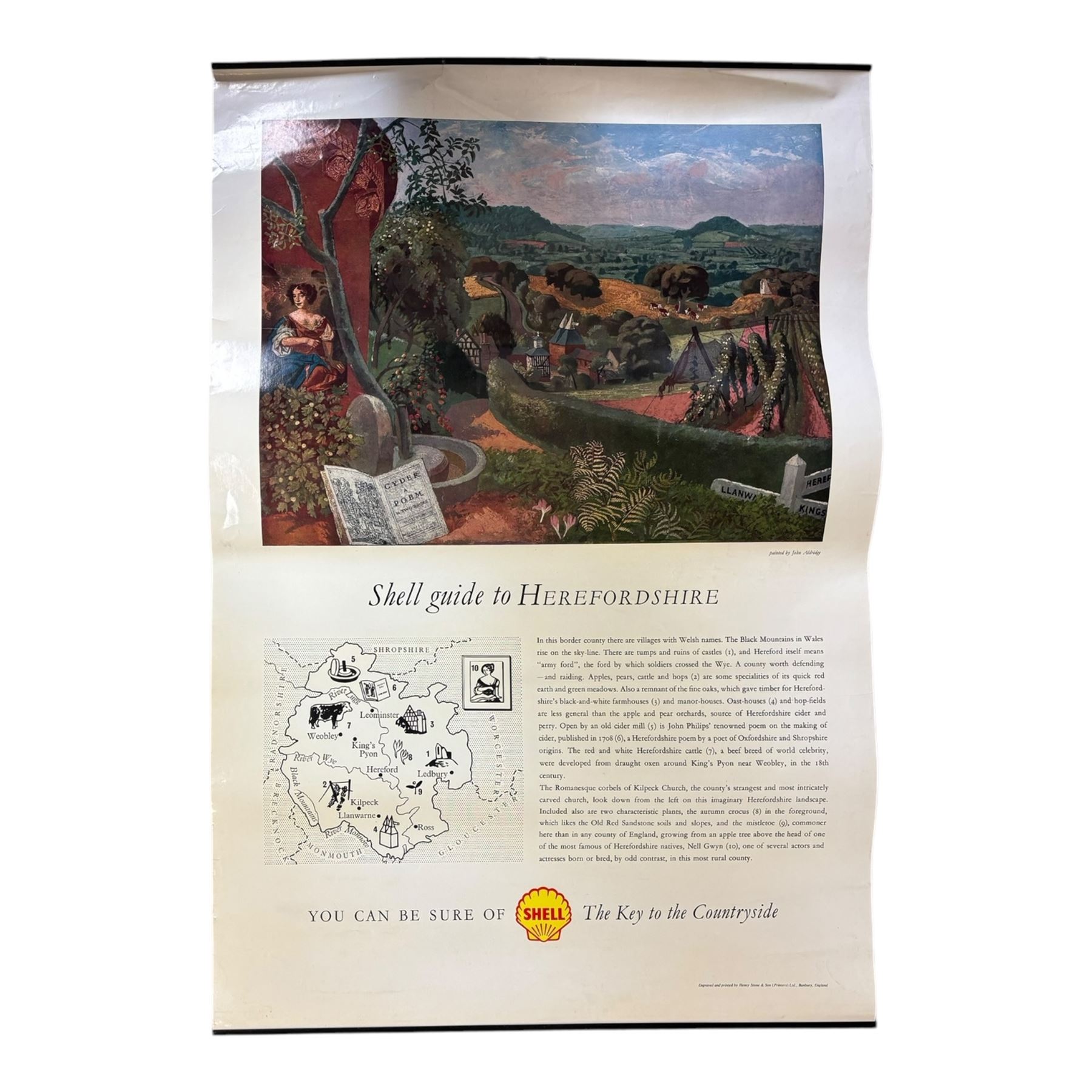 Collection thirty seven vintage county guide posters produced by Shell, H76cm, W51cm