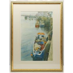 Alistair Butt RSMA (British 1963-): 'The Fishing Trip Whitby', watercolour signed, titled on label verso 51cm x 33cm