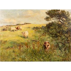 Robert Jobling (Staithes Group 1841-1923): Cattle in a Summer Meadow, oil on canvas signed...