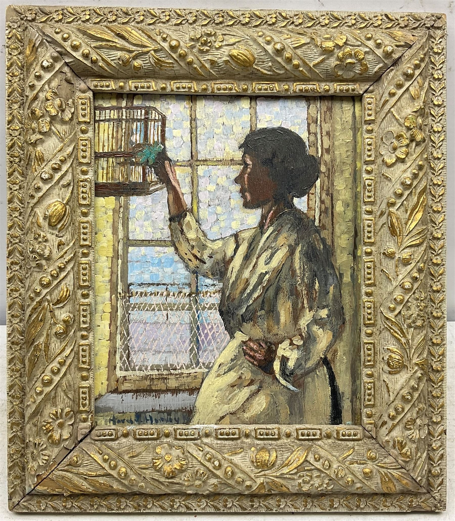 Harold Harvey (Newlyn School 1874-1941): Study for 'First Light', oil on panel signed c.1919, 24cm x 19cm 
Notes: First Light sold Sotheby's London 28th October 2008 Lot 231