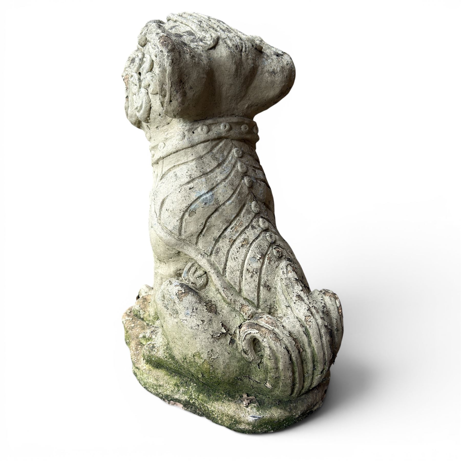 Pair of cast stone garden dogs of foo