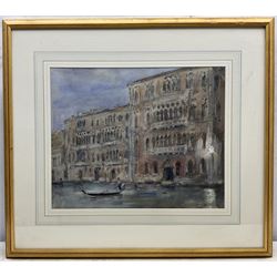 Rowland Henry Hill (Staithes Group 1873-1952): Gondoliers on the Grand Canal - Venice, watercolour signed and dated 1912, 36cm x 44cm