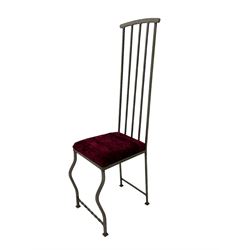 High back polish wrought metal chair