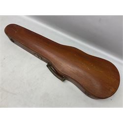 20th century French violin with 36cm one-piece maple back and ribs and spruce top L59cm overall; in mahogany stained wooden carrying case
