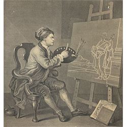 After William Hogarth (British 1697-1794): 'Hogarth Painting the Comic Muse', etching and engraving, Heath 1822 edition 40cm x 36cm (unframed)