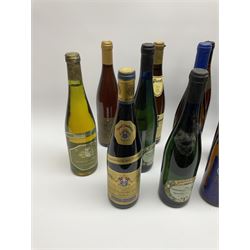 Mixed alcohol including Pieroth Blue 1988 Qualitatswein Nahe 750ml, 10%Vol, Ferdinand Pierroth 1986 Qualitatswein Nahe 70cls etc, various contents and proofs, 25 bottles