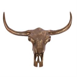 cast metal buffalo skull and horns, H54cm