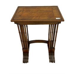 Georgian style walnut Quartetto nest of tables, inlaid and crossbanded top