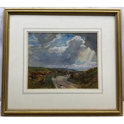 Arthur A Friedenson (Staithes Group 1872-1955): 'On the Road to Exeter', gouache signed and dated '98, original title label verso 30cm x 37cm
