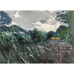 Kane Cunningham (British 1961-): 'Lake - Scampston Hall', watercolour signed with initials and dated '10, titled verso 28cm x 38cm