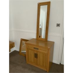 Light oak side cabinet and two wall mirrors- LOT SUBJECT TO VAT ON THE HAMMER PRICE - To be collected by appointment from The Ambassador Hotel, 36-38 Esplanade, Scarborough YO11 2AY. ALL GOODS MUST BE REMOVED BY WEDNESDAY 15TH JUNE.