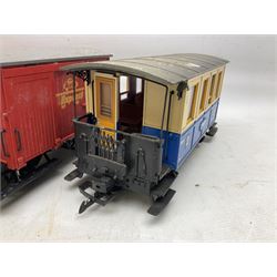 Three LGB (Lehmann Gross Bahn) G scale, gauge 1, rolling stock wagons, comprising two Lake George and Boulder wagons and an Auto Express wagon, together with a LGB passenger coach, other LGB rolling stock and a Lehmann Rigi900 ski lift