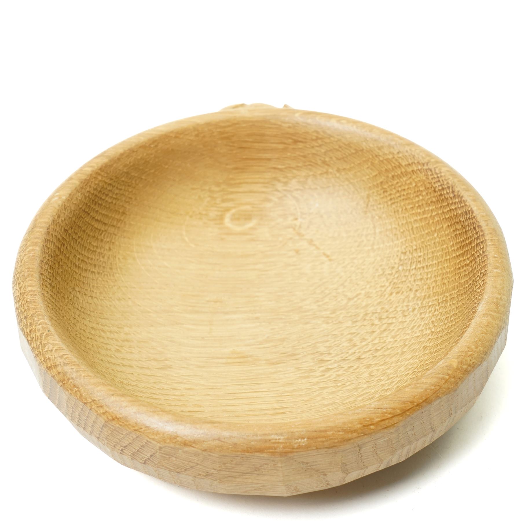 Mouseman - adzed oak nut bowl with carved mouse signature by the workshop of Robert Thompson D15cm