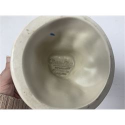 Collection of 1930s ceramics, comprising Shorter & Son jug with bird handle, set of three J.H.W & Sons graduating jugs, Clarice Cliff My Garden pattern vase and Celtic Harvest pattern cake plate and a Burleigh Ware sandwich plate set, bird jug H21cm