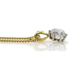  Diamond solitaire pendant of approx 2 carat, stamped 14k on a 9ct gold necklace hallmarked   