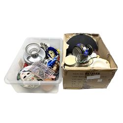 Collection of decorative Venetian masks together with other collectables, in two boxes 