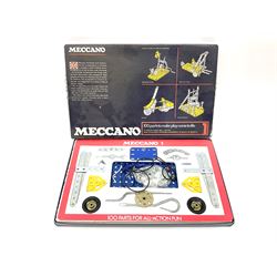 Meccano - 4M Motorised Set with instruction booklet and paperwork; No.1 Set; and No.1 Clockwork Motor; all boxed (3)