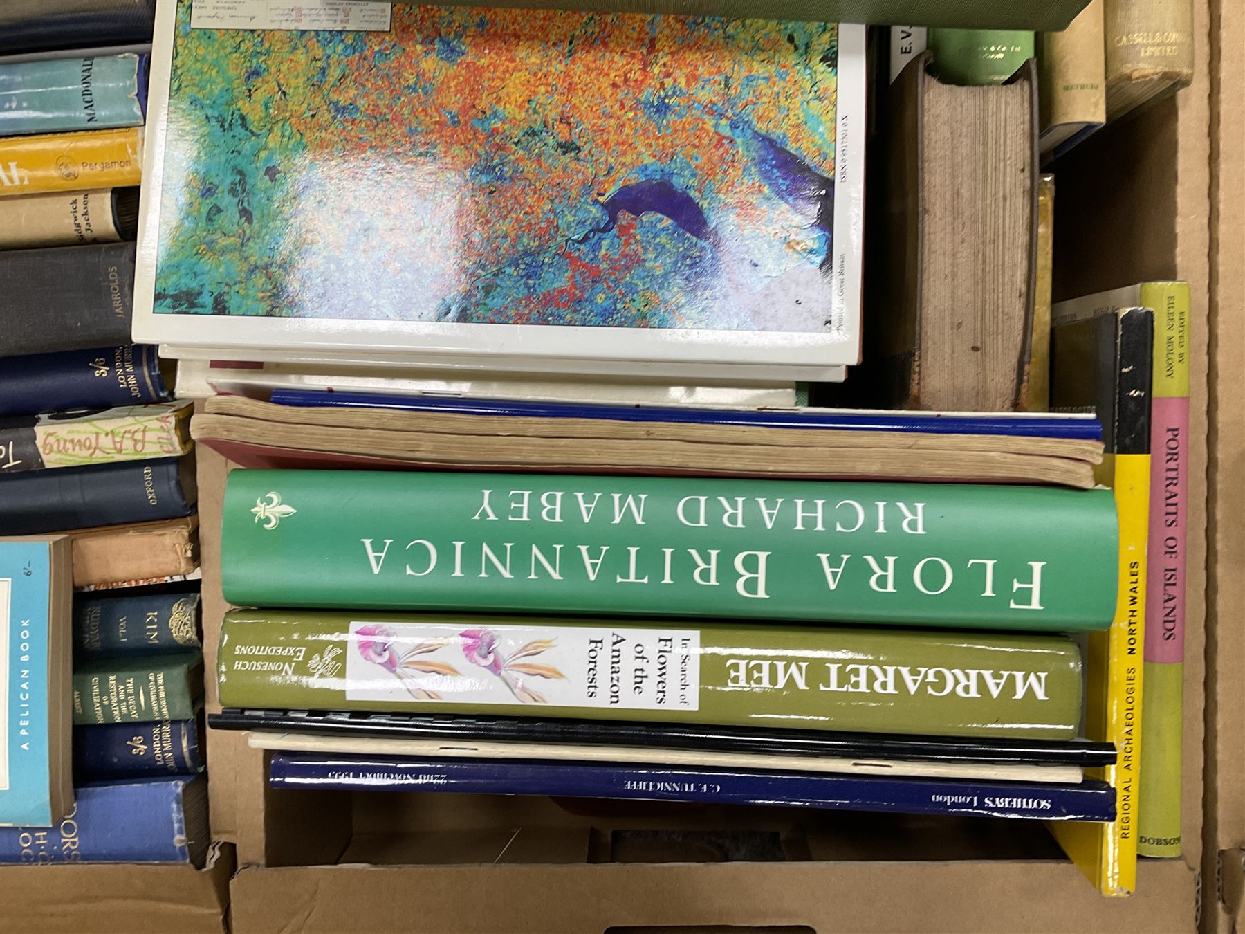 Collection of natural history books, including Lloyd's natural history books, four volumes, Insects of the British woodlands, Flowers of the field Johns & Elliott, Textbook of Theoretical Botany three volumes etc, seven boxes 