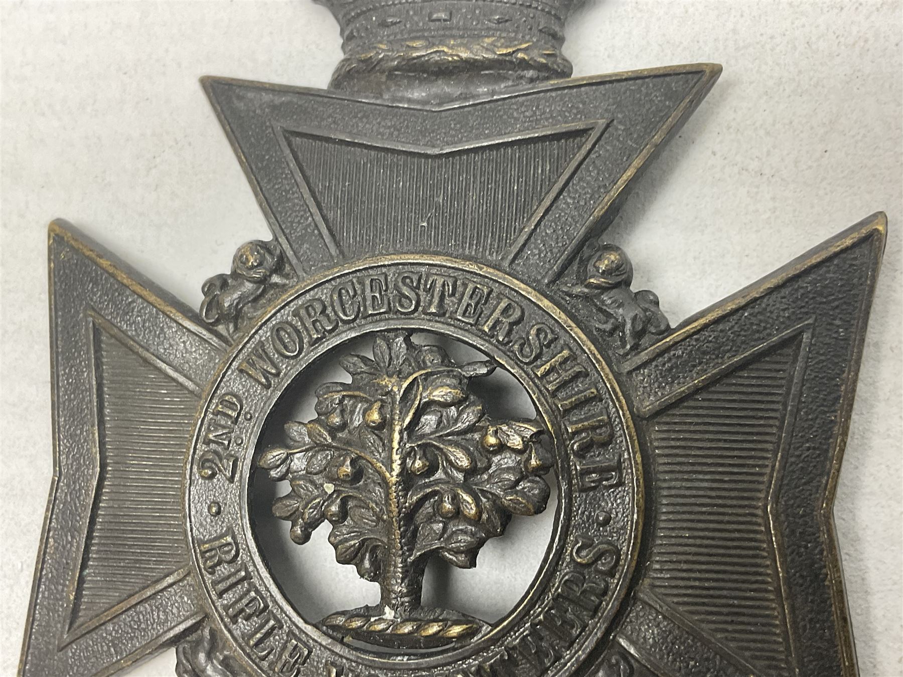 British helmet plate for 2nd Worcestershire Rifle Volunteers