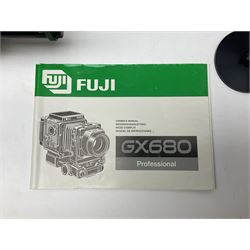 Fuji GX680 camera body with 8x6 film back, serial no. 702610, with 'Fuji EBC Fujion 100mm f4.0' lens, in leather case