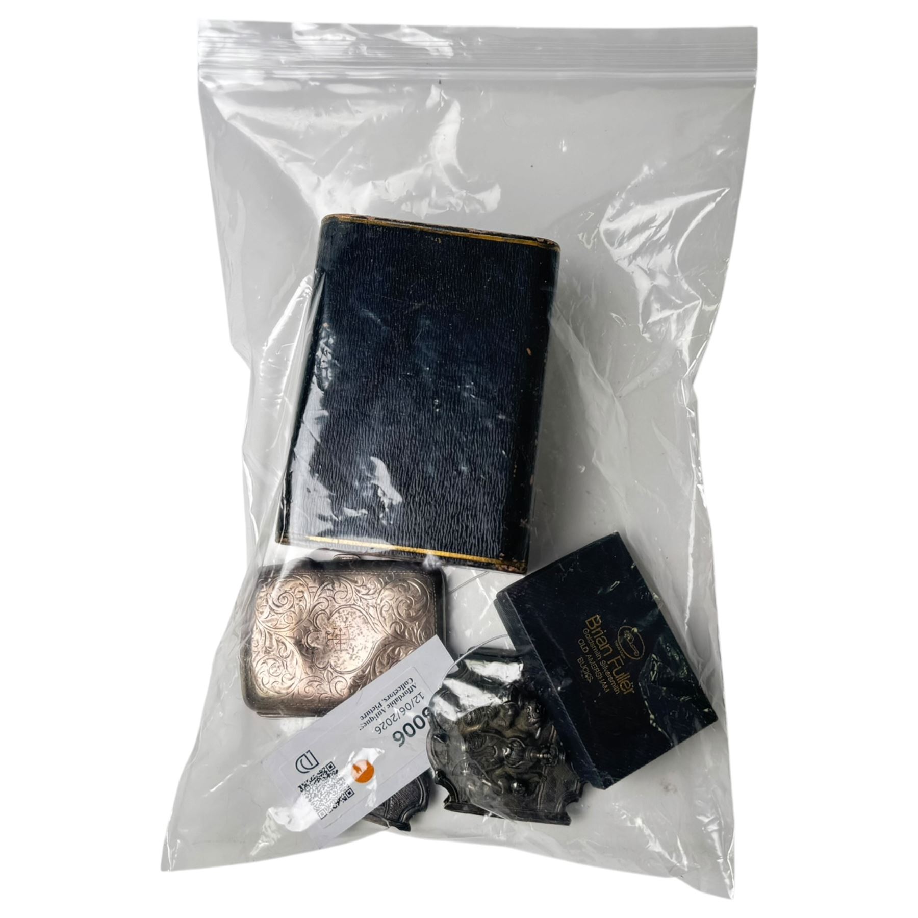 Silver cased Elgin pocket watch, Thai silver belt buckle, silver cigarette case and money clip