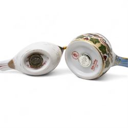 Four Royal Crown Derby paperweights, comprising crested Tit with original box and gold stopper, Robin with silver stopper, Blue Tit with gold stopper, and Jenny Wren (4)