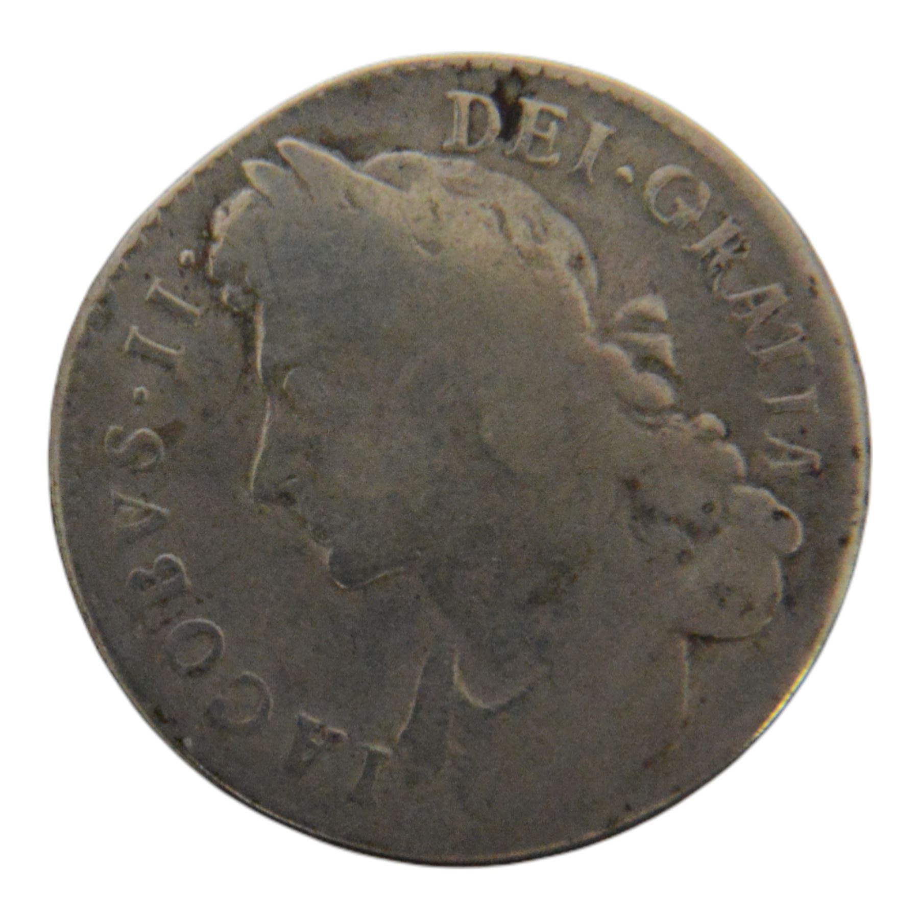 James II 1687 silver half crown coin
