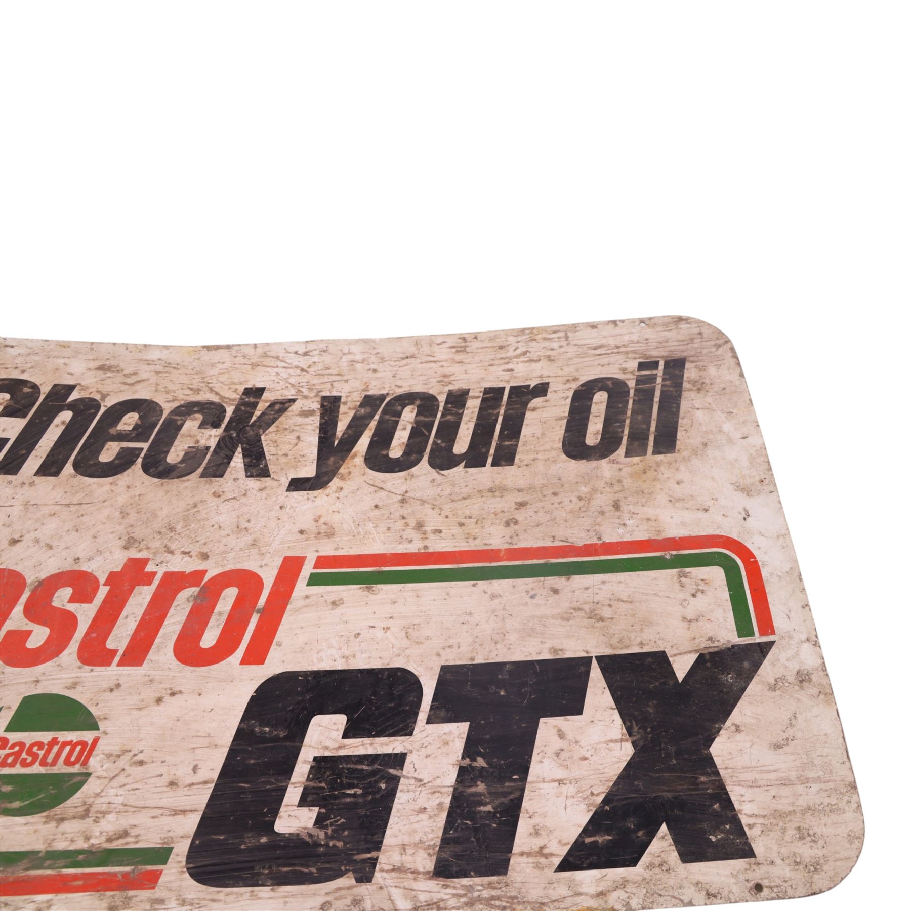 Check your oil Castrol GTX, metal sign, H46cm, L68cm