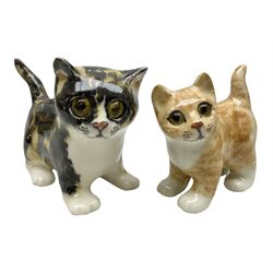 Two Winstanley figures of kittens, comprising tabby cat no 2 and ginger cat no 1, both with inset eyes and painted marks beneath, tallest H11cm