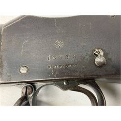 Braendlin Armoury Martini action .577/450 falling back rifle, the 85cm rifled barrel stamped Alex. Henry Edinburgh & London with two barrel bands including Yatagan bayonet side fitting and clearing rod under, with leather sling, serial no.13332, L126cm (NB. Firing pin broken). 