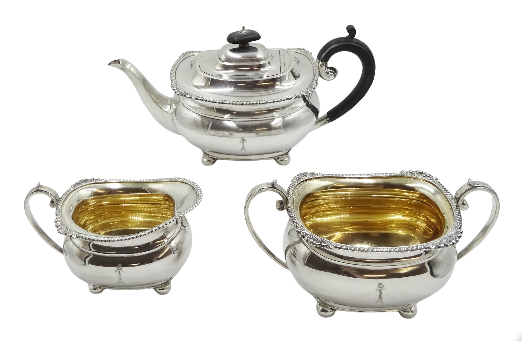 【Harts The Silversmiths】 ファルコンのティーセット 3点 Silver three piece tea set | Silver | 3663