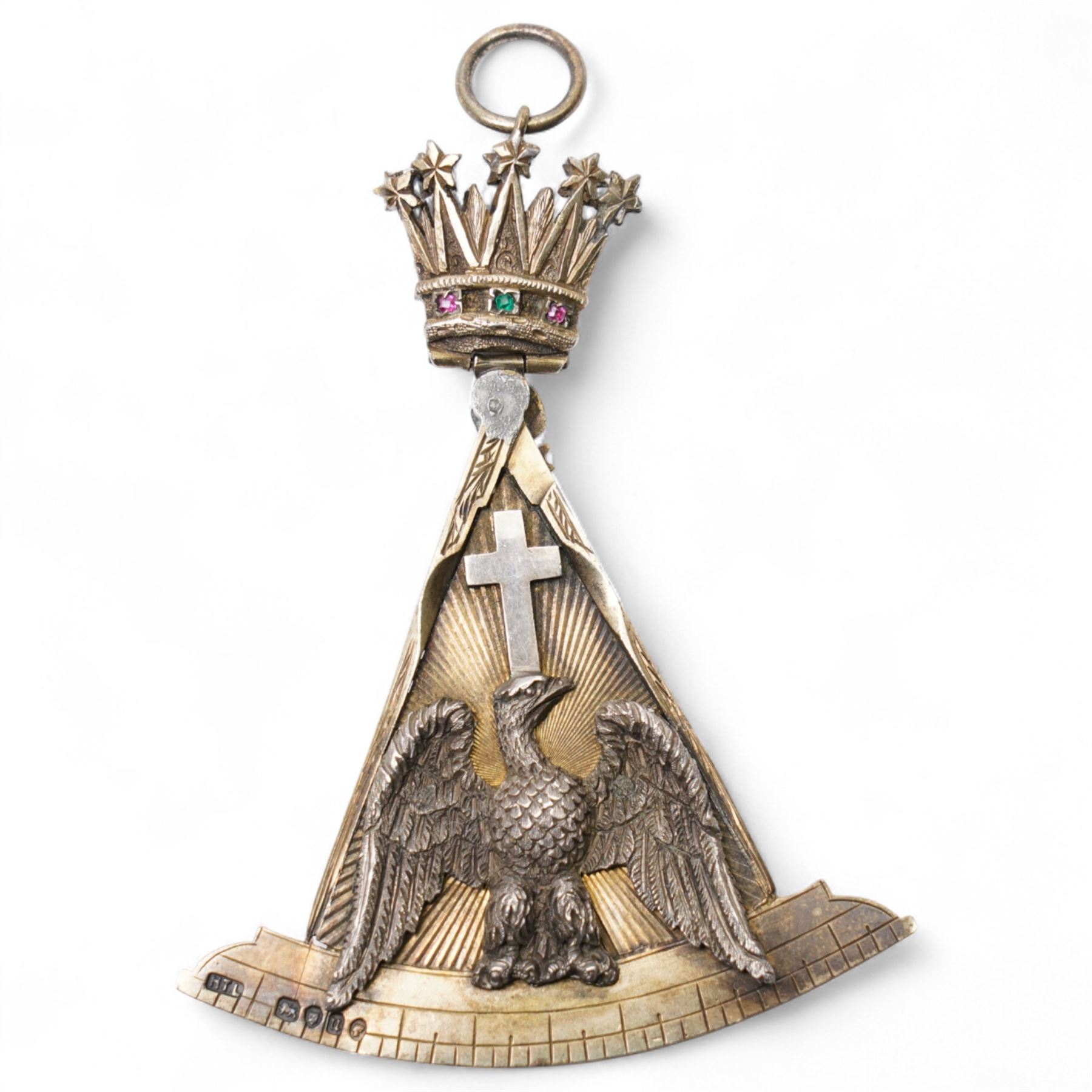 Victorian silver gilt Masonic Rose Croix collar jewel London 1875 Maker Henry Thomas Lamb, Scarborough Lodge silver gilt and enamel Past Masters Jewel, Malta Grand Craft collar jewel, silver and enamel Royal Order of the Red Branch and various other Masonic jewels 