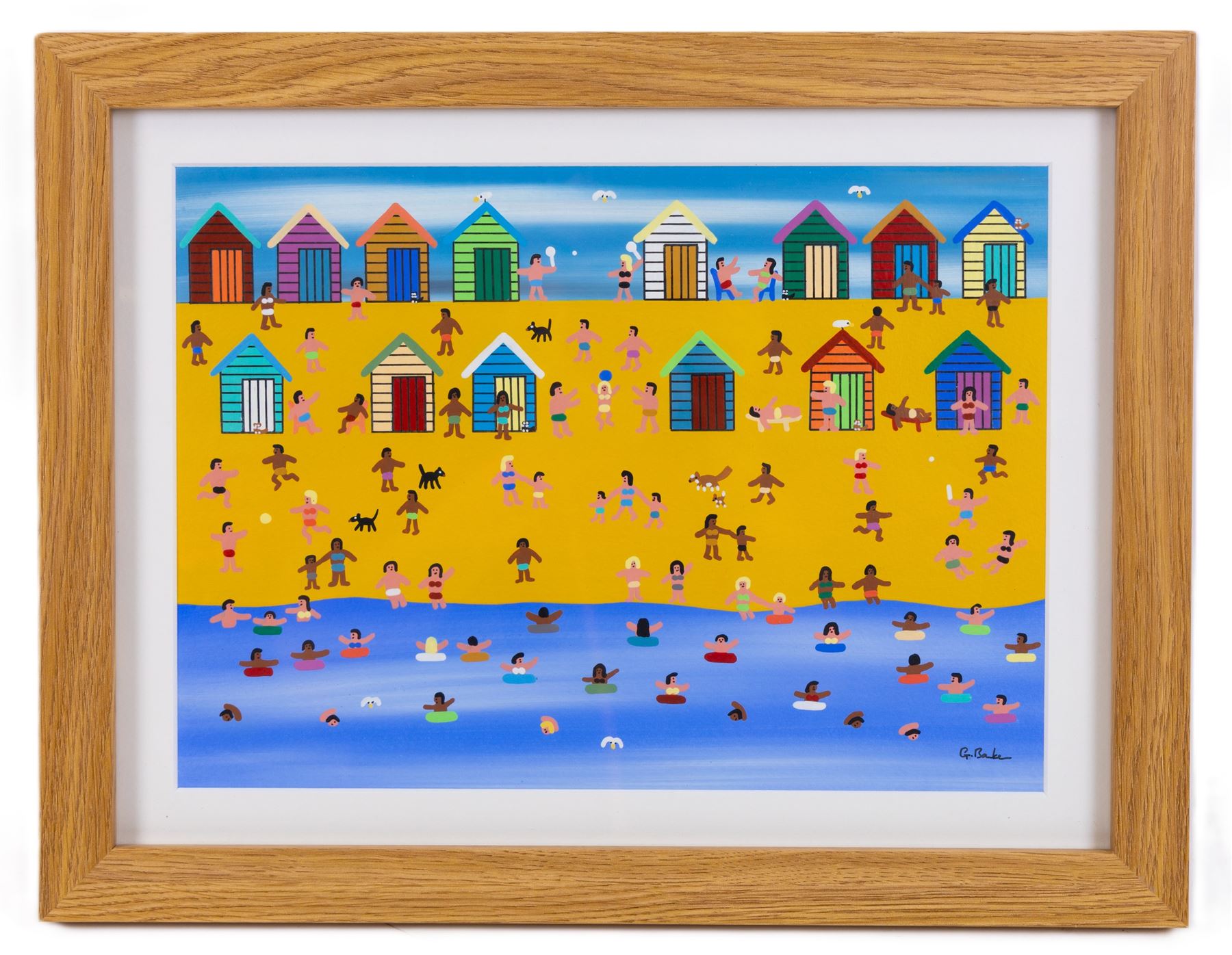 Gordon Barker (British 1960-): 'On the Beach on a Hot Summers Day', acrylic on paper signed, titled verso 24cm x 34cm