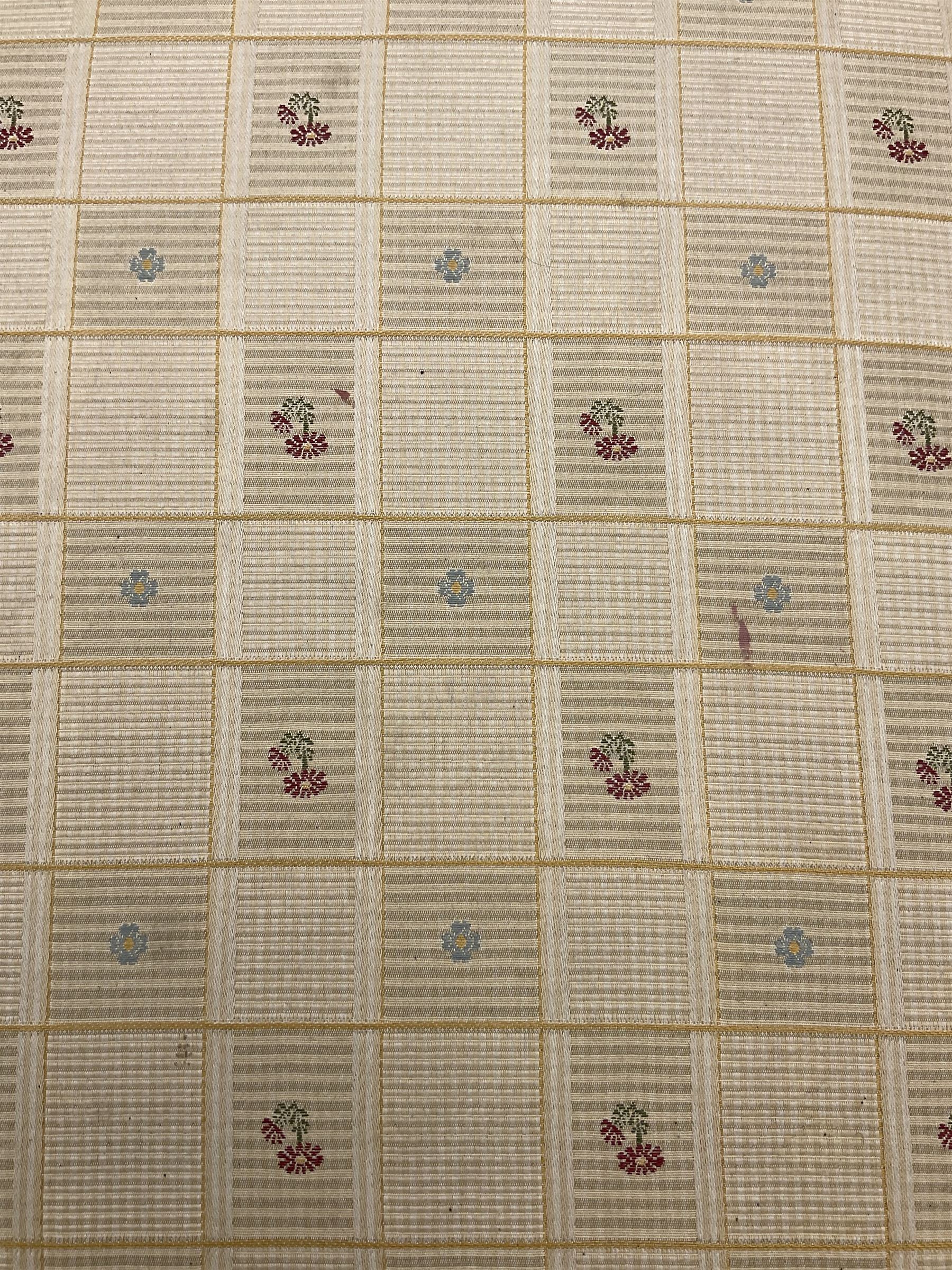 Wesley Barrell - beech framed armchair, upholstered in floral patterned fabric, on turned supports