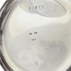 Early 20th century silver open face keyless lever alarm pocket watch by Zenith, white dial with Arabic hour markers and subsidiary seconds dial, retailed by Brook & Son, Edinburgh, case No. 82977, Glasgow import mark 1917